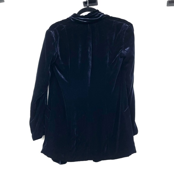 Reformation Navy Blue Velvet Blazer Jacket - Picture 2 of 4
